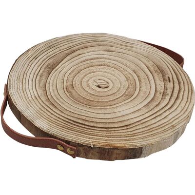 Playwood Decoratief houten schijf met leren handvatten Playwood Decoratief houten schijf met leren handvatten