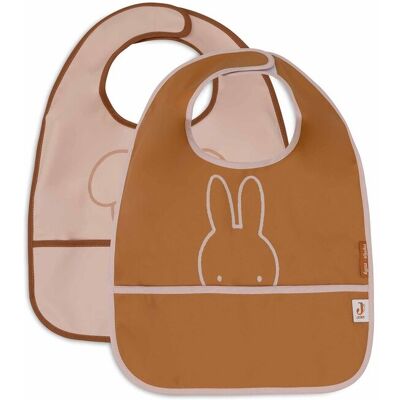 Jollein - Miffy Peekaboo Wild Rose - 2-pack - Waterdicht - Bibs Jollein - Miffy Peekaboo Wild Rose - 2-pack - Waterdicht - Bibs