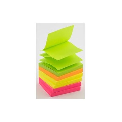 Pop-up notes Viking 76x76mm assorti neon zigzag herpositioneerbaar 100 vel Pop-up notes Viking 76x76mm assorti neon zigzag herpositioneerbaar 100 vel
