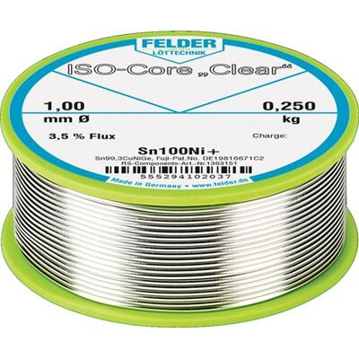 Felder Zilverflux zonder lood 2mm 250g Sn100Ni+ - Soldeeraccessoire Felder Zilverflux zonder lood 2mm 250g Sn100Ni+ - Soldeeraccessoire