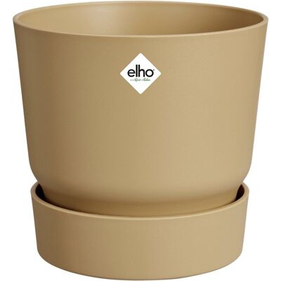 Elho greenville rond 47 - grote bloempot voor buiten met waterreservoir - 100% gerecycled plastic - ø 47 x h 44 cm - goudkleurig zand Elho greenville rond 47 - grote bloempot voor buiten met waterreservoir - 100% gerecycled plastic - ø 47 x h 44 cm - goudkleurig zand