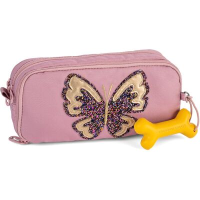 Stones And Bones rowan 2.0 - etui - pennenzak voor kinderen - 3 vakken - glitter butterfly - lila Stones And Bones rowan 2.0 - etui - pennenzak voor kinderen - 3 vakken - glitter butterfly - lila