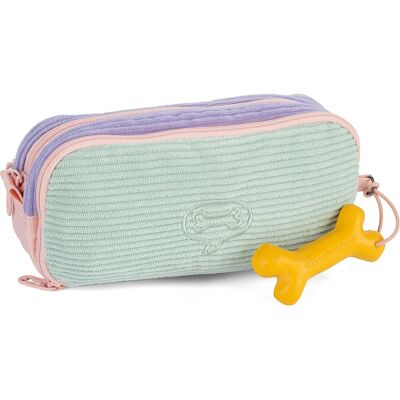 Stones And Bones rowan 2.0 - etui - pennenzak voor kinderen - 3 vakken - corduroy - lavendel/aqua Stones And Bones rowan 2.0 - etui - pennenzak voor kinderen - 3 vakken - corduroy - lavendel/aqua