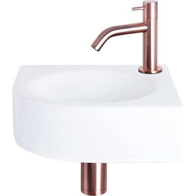 Differnz cleo fonteinset - keramiek - kraan gebogen rood koper - 30 x 30 x 10 cm Differnz cleo fonteinset - keramiek - kraan gebogen rood koper - 30 x 30 x 10 cm