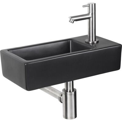 Differnz hator fonteinset - 9x37.5x18.5cm - rechthoek - 1 kraangat - zwart Differnz hator fonteinset - 9x37.5x18.5cm - rechthoek - 1 kraangat - zwart