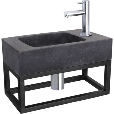 Differnz fonteinset bombai black - natuursteen - kraan recht chroom - met handdoekrek - 40 x 22 x 9 cm Differnz fonteinset bombai black - natuursteen - kraan recht chroom - met handdoekrek - 40 x 22 x 9 cm