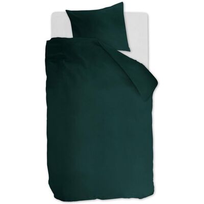Ambiante cotton uni dekbedovertrek - effen - eenpersoons - 140x200/220 - donker groen Ambiante cotton uni dekbedovertrek - effen - eenpersoons - 140x200/220 - donker groen