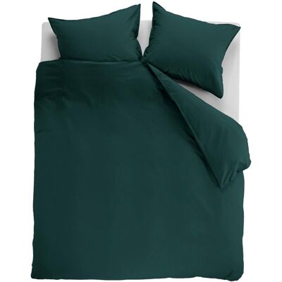 Ambiante cotton uni dekbedovertrek - effen - tweepersoons - 200x200/220 - donker groen Ambiante cotton uni dekbedovertrek - effen - tweepersoons - 200x200/220 - donker groen