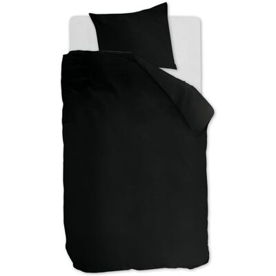 Ambiante cotton uni dekbedovertrek - effen - eenpersoons - 140x200/220 - zwart Ambiante cotton uni dekbedovertrek - effen - eenpersoons - 140x200/220 - zwart