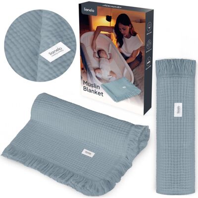 Lionelo muslin blanket mousseline deken 70×100 cm - 6-laagse katoenen babydeken - ademend & zacht - voor alle seizoenen - met decoratieve franjes - inbakerdoek & badhanddoek - cadeauverpakking Lionelo muslin blanket mousseline deken 70×100 cm - 6-laagse katoenen babydeken - ademend & zacht - voor alle seizoenen - met decoratieve franjes - inbakerdoek & badhanddoek - cadeauverpakking