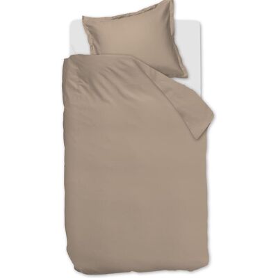 Ambiante satin uni dekbedovertrek - eenpersoons - 140x200/220 - taupe Ambiante satin uni dekbedovertrek - eenpersoons - 140x200/220 - taupe