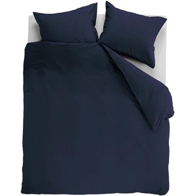 Ambiante cotton uni dekbedovertrek - effen - tweepersoons - 200x200/220 - donker blauw Ambiante cotton uni dekbedovertrek - effen - tweepersoons - 200x200/220 - donker blauw