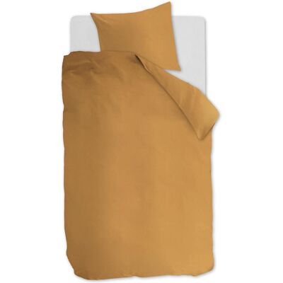 Ambiante cotton uni dekbedovertrek - effen - eenpersoons - 140x200/220 cm - oker Ambiante cotton uni dekbedovertrek - effen - eenpersoons - 140x200/220 cm - oker
