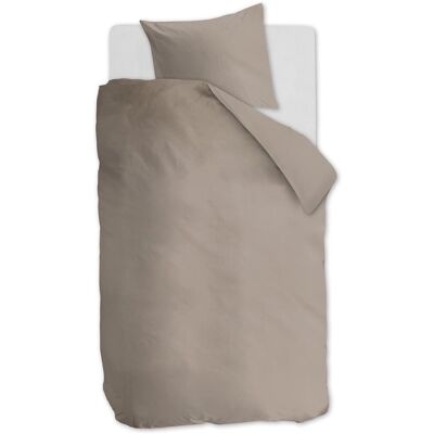 Ambiante cotton uni dekbedovertrek - effen - eenpersoons - 140x200/220 - taupe Ambiante cotton uni dekbedovertrek - effen - eenpersoons - 140x200/220 - taupe