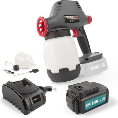 Powerplus powebpss3 verfpistool - 18v - 1000ml - incl. batterij 18v 3.0ah en lader Powerplus powebpss3 verfpistool - 18v - 1000ml - incl. batterij 18v 3.0ah en lader