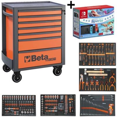 Beta rsc24/7fo gevulde gereedschapswagen + nintendo switch sports edition 7 lades 390-delig oranje - znldec022 Beta rsc24/7fo gevulde gereedschapswagen + nintendo switch sports edition 7 lades 390-delig oranje - znldec022