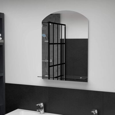 vidaXL Wandspiegel met Plank 50x70cm Gestraald Glas Badkamer - Wandspiegel vidaXL Wandspiegel met Plank 50x70cm Gestraald Glas Badkamer - Wandspiegel