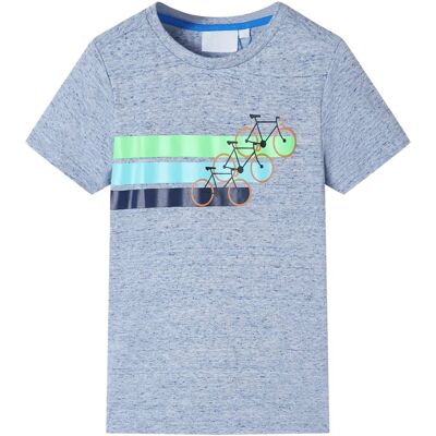 VidaXL Kindershirt met korte mouwen 128 gemêleerd blauw VidaXL Kindershirt met korte mouwen 128 gemêleerd blauw