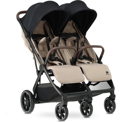 Deryan luxe rolo x2 xl v2 dubbele buggy - duo buggy - nougat Deryan luxe rolo x2 xl v2 dubbele buggy - duo buggy - nougat