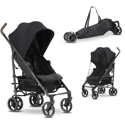 Deryan bobbie paraplu buggy - met draagtas - verstelbaar - zwart Deryan bobbie paraplu buggy - met draagtas - verstelbaar - zwart