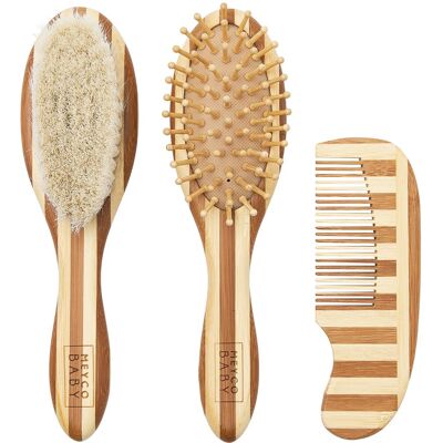 Meyco baby stripe kapset - bamboe - natural/walnut - 3-delig Meyco baby stripe kapset - bamboe - natural/walnut - 3-delig
