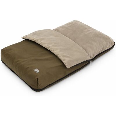 Deryan airtraveller vliegtuigbedje - reiskussen met matras - compact opgevouwen - bruin Deryan airtraveller vliegtuigbedje - reiskussen met matras - compact opgevouwen - bruin