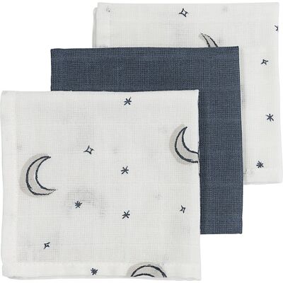 Meyco baby moon monddoekjes - 3-pack - hydrofiel - indigo - 30x30cm Meyco baby moon monddoekjes - 3-pack - hydrofiel - indigo - 30x30cm