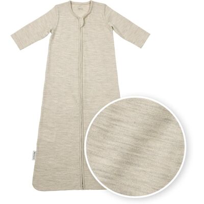 Meyco baby studio collection merino baby slaapzak met mouwen - merinowol - sand melange - 90cm - 1.0 tog Meyco baby studio collection merino baby slaapzak met mouwen - merinowol - sand melange - 90cm - 1.0 tog