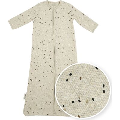 Meyco Sand Melange Babyslaapzak met Mouwen - Rib Mini Spot Meyco Sand Melange Babyslaapzak met Mouwen - Rib Mini Spot