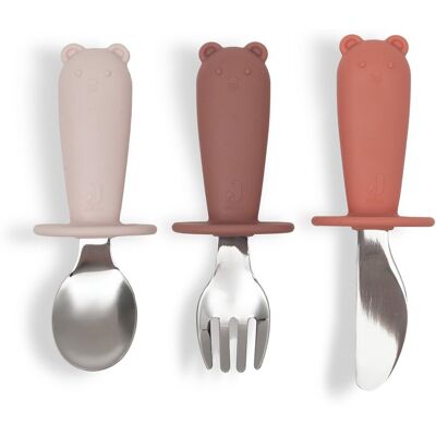Jollein baby bestek set - siliconen kinderbestek - blush shades Jollein baby bestek set - siliconen kinderbestek - blush shades