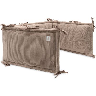 Jollein baby bedbumper ledikant - 180x30cm - katoen - cloudy rib - milky coffee Jollein baby bedbumper ledikant - 180x30cm - katoen - cloudy rib - milky coffee