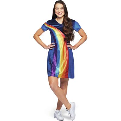 K3 verkleedkleding - jurkje volwassenen regenboog blauw - maat 38/40 Multi kleuren K3 verkleedkleding - jurkje volwassenen regenboog blauw - maat 38/40 Multi kleuren