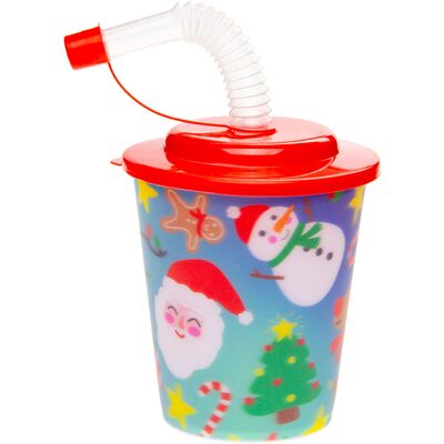 Duckiez Beker met deksel en rietje kerst, 12st. Duckiez Beker met deksel en rietje kerst, 12st.