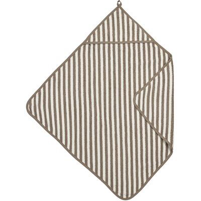 Meyco baby fat stripe badcape - jacquard badstof - taupe - 75x75cm Meyco baby fat stripe badcape - jacquard badstof - taupe - 75x75cm