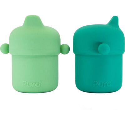 Pura my-my™ - silicone - tuitbeker - 150 ml - 2-pack - mint en moss Pura my-my™ - silicone - tuitbeker - 150 ml - 2-pack - mint en moss