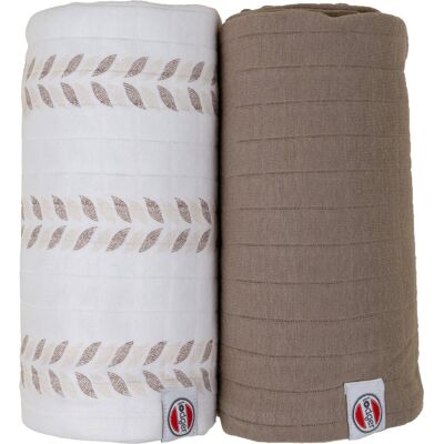 Lodger swaddler - hydrofiele doeken - crème/bruin - 110x110cm - 2 stuks - biologisch katoen - hydrofiele luier Lodger swaddler - hydrofiele doeken - crème/bruin - 110x110cm - 2 stuks - biologisch katoen - hydrofiele luier