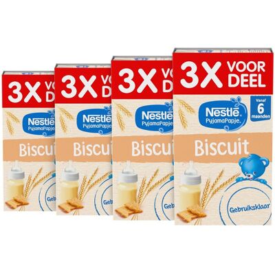Nestlé pyjamapapje biscuit - babyvoeding 6+ maanden - gebruiksklaar - 4 stuks 3 x 250ml Nestlé pyjamapapje biscuit - babyvoeding 6+ maanden - gebruiksklaar - 4 stuks 3 x 250ml
