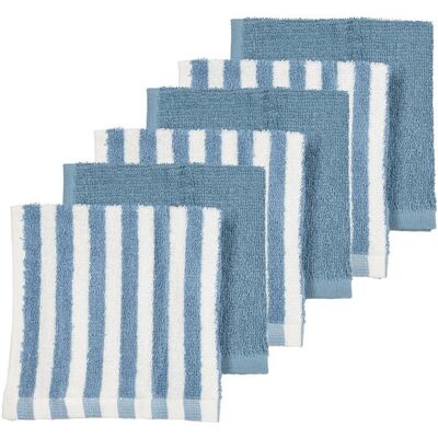 Meyco baby fat stripe monddoekjes - 6-pack - jacquard badstof - jeans blue - 30x30cm Meyco baby fat stripe monddoekjes - 6-pack - jacquard badstof - jeans blue - 30x30cm