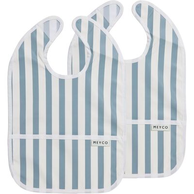 Meyco baby fat stripe slab met opvangbakje - 2-pack - jeans blue Meyco baby fat stripe slab met opvangbakje - 2-pack - jeans blue