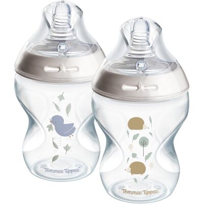 Tommee Tippee natural start babyflessen - set van 2 x 260ml baby flessen - lage toevoersnelheid - 0m+ - gedecoreerd Tommee Tippee natural start babyflessen - set van 2 x 260ml baby flessen - lage toevoersnelheid - 0m+ - gedecoreerd