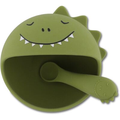 Trixie eerste baby maaltijdset - mr. dino - siliconen - zuignap - 4m+ Trixie eerste baby maaltijdset - mr. dino - siliconen - zuignap - 4m+