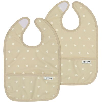 Meyco baby sweet heart slab met opvangbakje - 2-pack - sand/soft sand Meyco baby sweet heart slab met opvangbakje - 2-pack - sand/soft sand