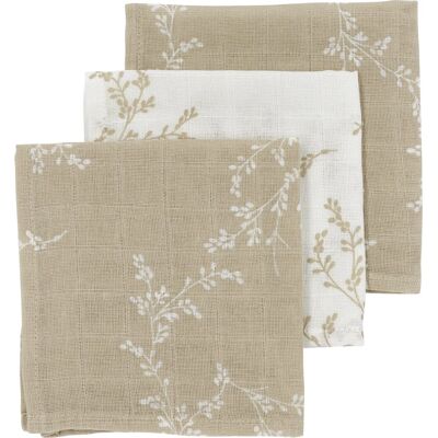 Meyco baby branches monddoekjes - 3-pack - hydrofiel - sand - 30x30cm Meyco baby branches monddoekjes - 3-pack - hydrofiel - sand - 30x30cm