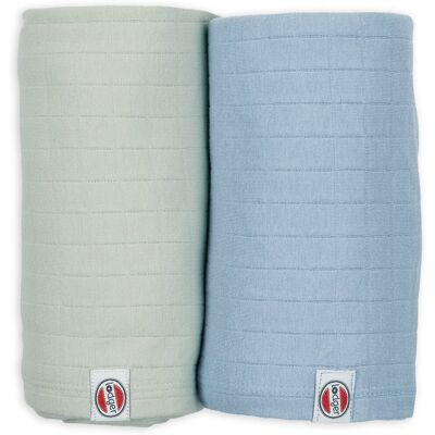Lodger swaddler - hydrofiele doeken - groen/blauw - 110x110cm - 2 stuks - biologisch katoen - hydrofiele luier Lodger swaddler - hydrofiele doeken - groen/blauw - 110x110cm - 2 stuks - biologisch katoen - hydrofiele luier