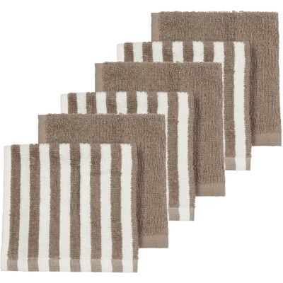 Meyco baby fat stripe monddoekjes - jacquard badstof - taupe - 30x30cm - 6-pack Meyco baby fat stripe monddoekjes - jacquard badstof - taupe - 30x30cm - 6-pack