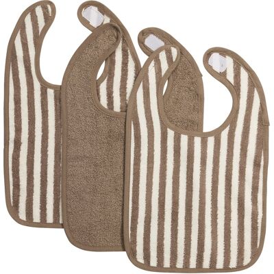 Meyco baby fat stripe slab - 3-pack - jacquard badstof - taupe Meyco baby fat stripe slab - 3-pack - jacquard badstof - taupe