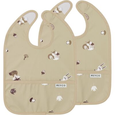 Meyco baby forest animals slab met opvangbakje - 2-pack - sand Meyco baby forest animals slab met opvangbakje - 2-pack - sand