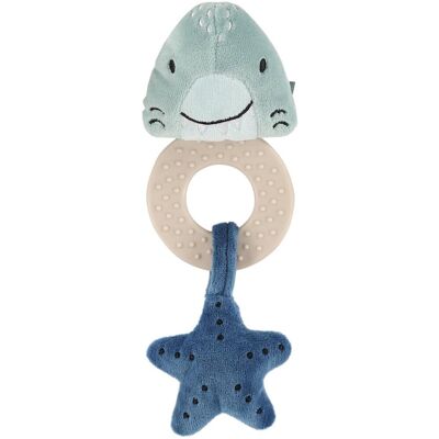 Trixie bijtspeeltje - mr. shark - siliconen bijtring & knisper - houten ring & spiegel - 3m+ - ideaal als geboortegeschenk Trixie bijtspeeltje - mr. shark - siliconen bijtring & knisper - houten ring & spiegel - 3m+ - ideaal als geboortegeschenk