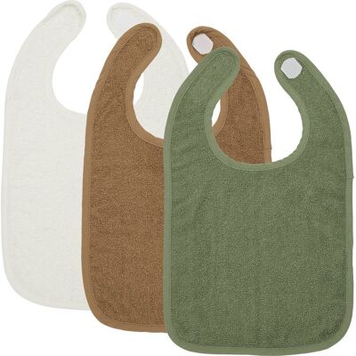 Meyco baby uni slab - 3-pack - badstof - offwhite/toffee/forest green Meyco baby uni slab - 3-pack - badstof - offwhite/toffee/forest green