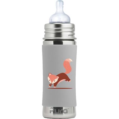 Pura speenfles 325 ml - plasticvrij - drinkfles - voorkomt maagkrampen - vaatwasserbestendig - inclusief siliconen speen, reisdop en sleeve - top is verwisselbaar - veelzijdig - grijze vos Pura speenfles 325 ml - plasticvrij - drinkfles - voorkomt maagkrampen - vaatwasserbestendig - inclusief siliconen speen, reisdop en sleeve - top is verwisselbaar - veelzijdig - grijze vos